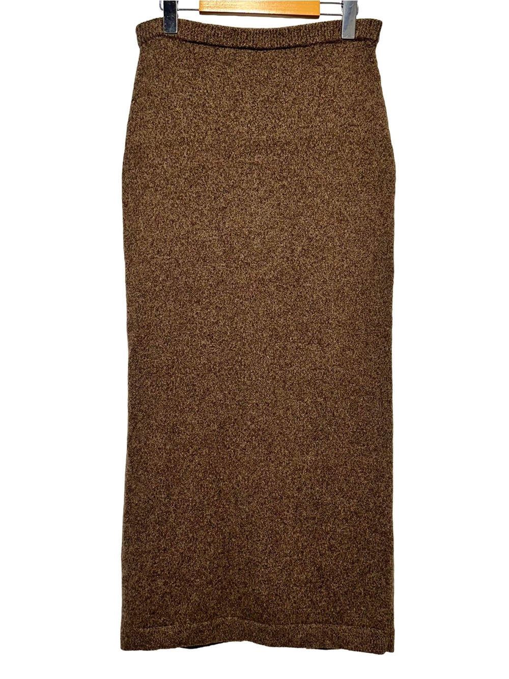 Eric Alexandre 100% Lambswool Knit Maxi Pencil Skirt Brown M